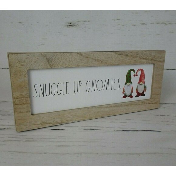 New Rae Dunn Snuggle Up Gnomies Wooden Sign Art Holiday Decor Farmhouse - Picture 1 of 12